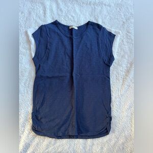 Boutique Navy Blue Short Sleeve Top